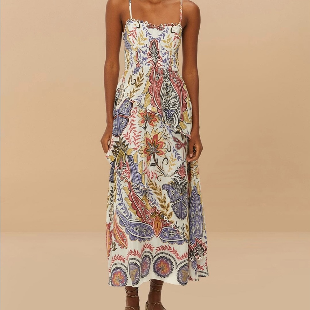 FARM Rio Blue and Orange Spaghetti Strap Sundress